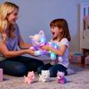 Hopearl LED Musical Stuffed Cat Lighting Up Singing Plush Toy Playset Mommy Cat with 3 Baby Kittens in her Tummy Lullaby Animated Soothe for Mom Kids Toddler Girls, Rainbow, 18''
