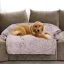 GGIB Calming Dog Bed Fluffy Plush Dog Mat for Furniture Protector with Removable Washable Cover for Large Medium Small Dogs and Cats (Extra Large (53x39.3x6), Grey)