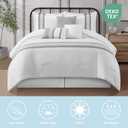 LANCO MODERN LIFESTYLE 7 Piece Comforter Set, Grey White, California King, Boho Style Geometric Microfiber Embroidery, Bed in a Bag with Bedskirt, Pillow Shams and Decor Pillows