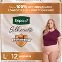 Depend Silhouette Adult Incontinence & Postpartum Bladder Leak Underwear for Women, Maximum Absorbency, Large, Pink, 12 Count, Packaging May Vary