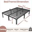 ROIL 14 Inch California King Size Bed Frame with Mattress Slide Stopper - Double Black Anti Squeak Steel Slats Metal Platform, Heavy Duty Noise Free, No Box Spring Needed