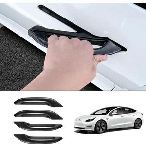Shademax 4PCS Door Handle Protector for 2020-2024 2025 Tesla Model Y/ 2026 Model Y Juniper/ 2021-2025 2026 Model 3 Handle Cover Wrap Door Sill Protector Covers Accessories Anti-Freeze Glossy Black