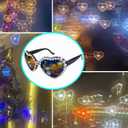 Pearl-Studded Heart Diffraction Glasses for Women, Diffraction Fashion Party Glasses Turn the Light Into Rainbow Heart Shape for Rave/Concert/Disco/Festivals/Bar Night Club/Fireworks Show