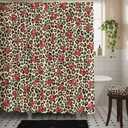 Cheetah and Cherry Shower Curtain, Vintage Cheetah Print Shower Bath Tub Curtain, Leopard Cherry Aesthetic Waterproof Bathroom Decor(72 X 72 Inches)