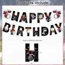 3 x Drum Party Decorations Drum Music Birthday Party Decor Supplies Includes Happy Banner Hanging Swirls Cute Drum Honeycomb Centerpiece