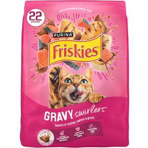 Purina Friskies Gravy Swirlers with Flavors of Chicken, Salmon and Gravy Dry Cat Food - 22 lb. Bag (EXP 08/01/27)
