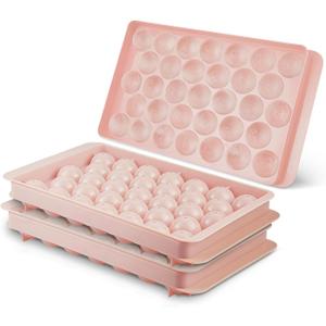 2 Pack Ice Cube Trays For Freezer, Ice Ball Maker Mold Mini circle Round Ice Cube Mold with Lid 1.2in X 66PCS for Cocktail Whiskey Tea Coffee