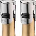 WOTOR Champagne Stoppers Stainless Steel, Prosecco Bottle Stopper with Food Grade Silicone, Reusable Champagne Cork & Saver, Leak proof Keep Fresh (Silver, 2 Pack)