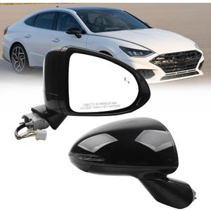 Right Passenger Side Exterior Side Mirror Compatible With 2020-2022 Hyundai Sonata Manual Folding Power Glass Heated Turn Signa Blind Spot 87620L0040 (8Pin)