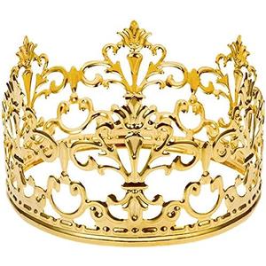 Vintage Gold Crown Cake Topper, Happy Birthday Cake Topper Party Decor, Baby shower Crown for Boys and Girls, Cake Decorations for Weddings, diameter 3.97-inch height 2.28-inch (Small)