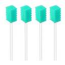 (50 Pack) Disposable Oral Swabs, Sterile Dental Sponge Swabsticks Unflavored for Mouth & Gum Cleaning (Toothed Sky Blue)