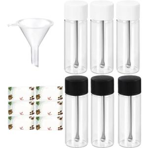 6-Pack Leak-proof Mini Glass Bottles with Caps, Travel & Kitchen Essential, with Funnel, Clear