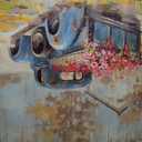 Farm Wall Art Framed Picture: Farmhouse Flowers Truck Wooden Painting Decor Countryside Print Rustic Country Scene Artwork for Living Room Bedroom, 30"L x 30"W