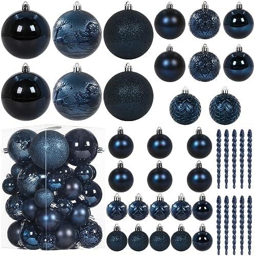 Christmas Ball Ornaments for Christmas Decorations - 41 Pieces Xmas Tree Blue Shatterproof Ball Ornaments with Hanging Loop for Holiday and Party Decoration