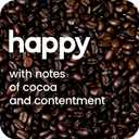 happy coffee dark roast coffee pods, 60 count, notes of cocoa & contentment, compatible with most K-cup brewers, rainforest alliance certified