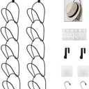 LINFIDITE 10 Pack Hat Rack Hanger Holder Organizer Closet Hanging Baseball Cap Display Storage Rack for Scarves Handbags Towels Clothes Ties Over Door Wall Mounted w Hanging Hook Black (Circular)