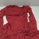 Wenrine Womens Fall Long Sleeve Mini Dress Casual Boat Neck Ruffle Hem Ruched Slim Fit Party Dresses Burgundy M