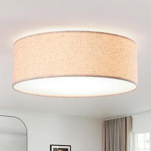 18" Flush Mount Ceiling Light,Linen Drum for Bedroom | Modern 3-Light recessed light fixture,For Living Rooms,Dining Room, hallways, Kitchens
