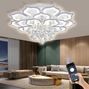 Bevenus Modern Led Ceiling Light,120w Crystal Petal Flush Mount Chandelier Ceiling Flower Lamp with Remote Control for Living Room,Bedroom,Dining Room,Hall,Etc.10+5+5 Heads