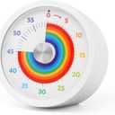 Visual Timer, Kitchen Timer Rainbow Disk 60 Minute Countdown Timer for Kids and Adults, Silent Time Management Tool(Rainbow)