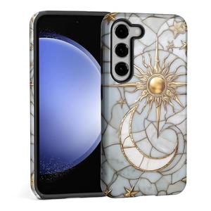 DAIZAG Case for Samsung Galaxy S23 FE,Stained Glass Stars Moon Sun Full Body Design - Hybrid Dual Protection Soft TPU + Hard PC, Shockproof & Scratch-Resistant Protective Case for Men Women