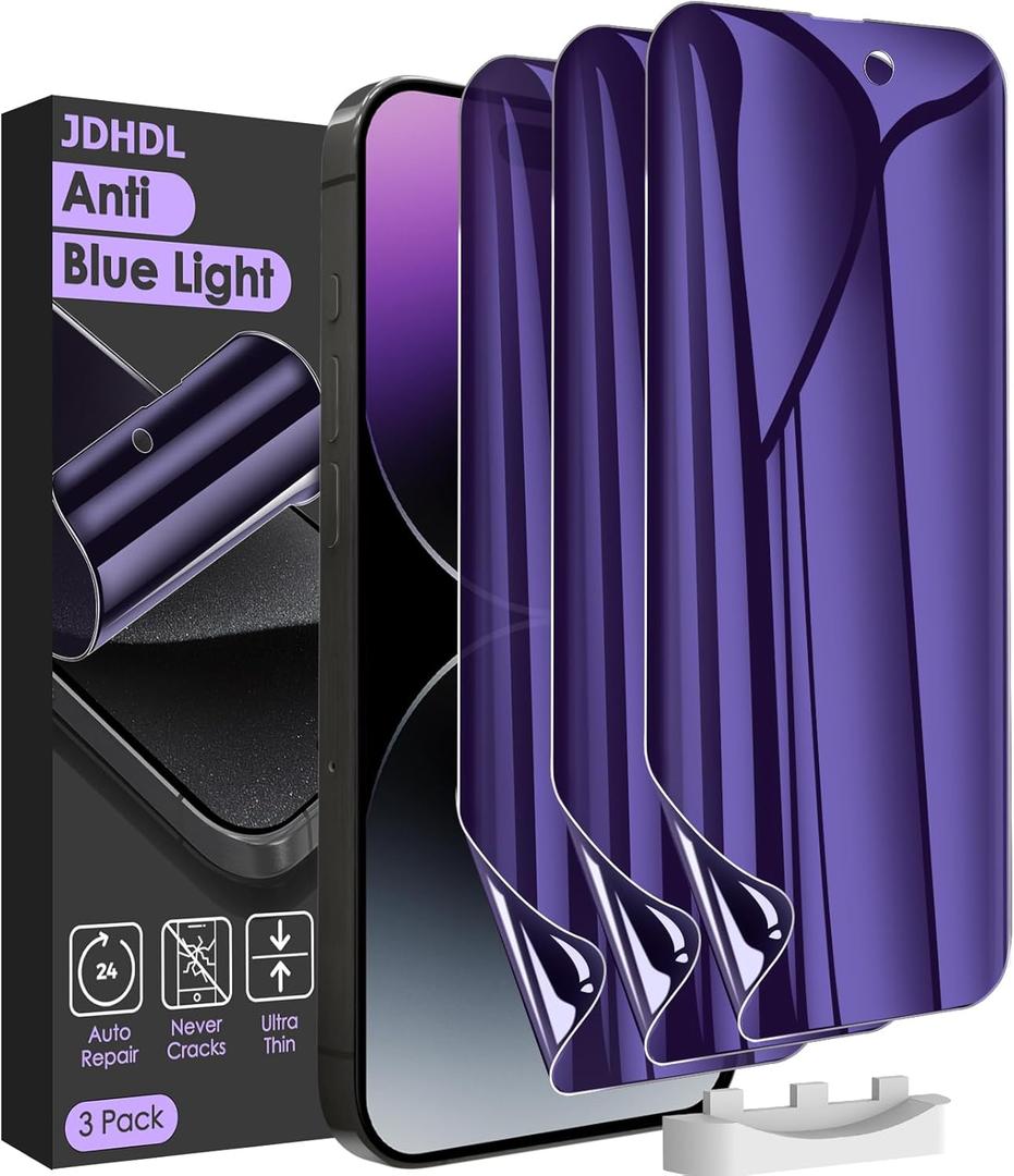 [3 Pack for iPhone 15 Pro Max Privacy Screen Protector (NOT Glass), [Anti-Spy][Anti Blue Light] Soft Hydrogel Film Screen Protector for iPhone 15 Pro Max/15 Plus - Purple