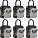 6 PCS L Large Key Lock Box, 4.5x3.7x1.5 Waterproof Kirsite Combination Lockbox for Keys Outdoor, Portable Key Lock Box Wall Mount with Code (L Size, Gray)