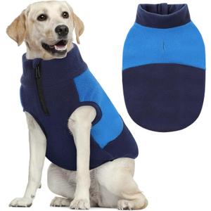Queenmore Dog Fleece Sweater, Dog Sweater for Large Size Dog, Fleece Dog Vest Jacket, Pet Sweatshirt Winter Clothes for Dogs Boy Or Girl, Navy/Blue, 3XL (XXX-Large(Chest 31.5"))
