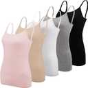 BQTQ 5 Pcs Women's Camisole Tank Top Undershirt Spaghetti Strap Basic Camisoles (XXL)