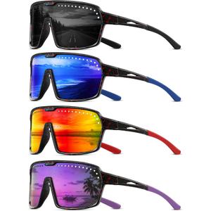 4PCS Sport Polarized Sunglasses Men Fashion UV Protection Fishing Cycling Baseball Glasses Lightweight Big Frame Mountain Bike Goggles