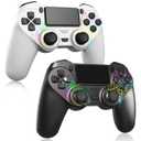 2 Pack Wireless Controller for PS4 - Controller fit for PlayStation 4/Pro/Slim/PC, Spider Pattern Design, 1000mAh Battery, Adjustable RGB, Double shock, 6-Axis Gyro, Built-in Speaker