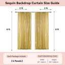 Gold Sequin Backdrop Curtain,4PCS 2FTx8FT Glitter Backdrop Curtain for Parties,Christmas, Wedding, Banquet Decoration(4 PCS,2FTx 8FT)