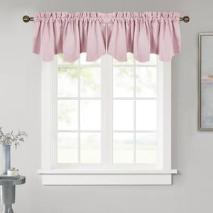 NICETOWN Bedroom Blackout Valance Tier - 52 inches by 18 inches Scalloped Rod Pocket Valance Window Curtain for Girl's Room/Baby Nursery/Dormitory/Kids Room, Lavender Pink, 1 Pack