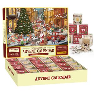 The Jigsaw Puzzle Advent Calendar Christmas Celebration 1008 Total Pieces (Set Of 2)