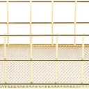Joyzan Gold Iron Storage Basket, Metal Desktop Wire Mesh Tray Desk Drawer Organizer Bins Grid Holder Home Kitchen Decoration Cosmetic Stationery Magazines Fruit Snacks School Office Decor Countertop