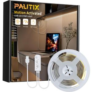 PAUTIX COB LED Strip with Motion Sensor,5V USB LED Tape Light 4000K Natural White,CRI90+ Super Bright,Dimmable Motion Activated LED Strip Light for Bedroom,Cabinets,Kitchen,Stair,Closet