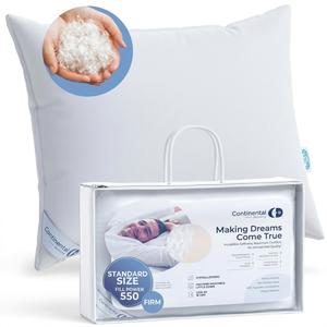 100% Luxury Down Pillows Standard Size Pack of 1 - Family Made in New York - Breathable Bed Pillows for Sleeping, Back, Side, Stomach Sleepers - 550FP Firm, Moderate Firmness and Loft