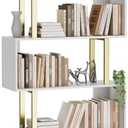 Gadroad 5 Tier Geometric Bookcase,S Shaped Bookshelf, Wood Decorative Storage Shelving, Modern Freestanding Display Shelves, Tall Book Shelf Unit for Living Room Bedroom, Gold