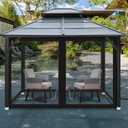 Gazebo Universal Replacement Mosquito Netting, Outdoor Mesh Netting Screen 4-Panel Sidewall with Zipper for Patio, Canopy, Garden and Backyard, Gray(Mosquito Net Only) (Black, 10' x 12')