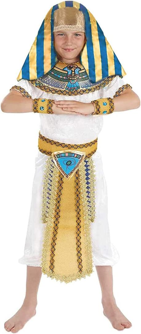 fun shack Egyptian Costume For Boys, Kids Pharaoh Outfit, Egyptian King Attire, Pharaoh Dress Up For Children (Medium)