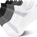 PAPLUS Running Socks Womens 6 Pairs - Athletic Ankle Socks with Arch Support, Comfort Anti-Blister Cushioned (10-13, 2black+2white+2gray)