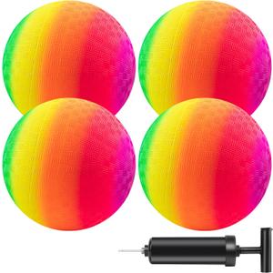 Mic Playground Balls Kickballs 8.5 Inch, Rainbow Playground Ball Set for Kids and Adults, Dodgeball Kick Balls Handball for Indoor & Outdoor Schoolyard Games with Hand Pump(4 Pack) Mic Playground Balls Kickballs 8.5 Inch, Rainbow Playground Ball Set for Kids and Adults, Dodgeball Kick Balls Handball for Indoor & Outdoor Schoolyard Games with Hand Pump(4 Pack)