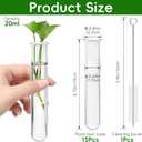 15Pcs Clear Test Tubes for Plant, 20ml Plant Propagation Tube with Brush, Plastic Test Tubes for Hydroponic Plants, Flowers, Home Office Wall Decor (12cm), Transparent