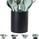 LIBODOUR Utensil Holder,Large 360°Rotating Kitchen Utensil Holder For Counter,Cooking Silverware Organizer Stainless Steel Caddy Flatware Spoon Spatula Tool Cutlery Container