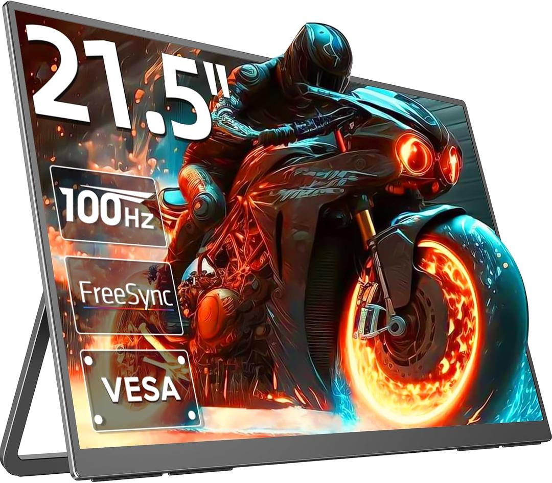 EVICIV Portable Monitor 100Hz 21.5, 100% DCI-P3 QLED Portable Gaming Monitor, 1ms FreeSync, 400Nits, USB-C & HDMI, VESA & Stand, Large Travel Second Screen for Laptop, Computer, Game Consoles