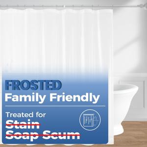 downluxe Shower Curtain Liner, PEVA Plastic Shower Liner with 3 Magnets, 72" x 72" Waterproof Bathroom Curtain, Frosted, 1 Pack