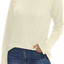 Women's Long Sleeve Tunic 2026 Blouses Knit Sweater Casual Basic Shirts Tee Shirts Tops (Purple, M)