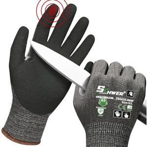 Schwer ProGuard High Level Cut Resistant Work Gloves PR3326 for Extreme ProtectionANSI Cut Gloves with Reinforced Thumb, Non Slip, Breathable, Durable, Touch-screen, Black 1 Pair, Large (Black)