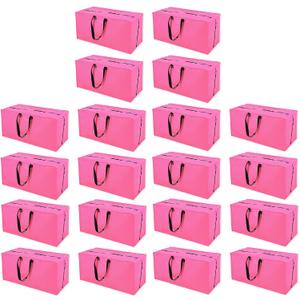 Pink Moving Bags - 20 Pack Extra Large Heavy Duty Storage Bags With Zipper & Reinforce Handles | 29x14x13 Inch Moving Tote Bags Bulk For Clothing, Shoes, Travel