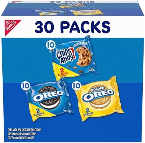 Nabisco Sweet Treats Cookie Variety Pack OREO, OREO Golden & CHIPS AHOY!, 30 Snack Packs (2 Cookies Per Pack), Exp:20 Dec 2025